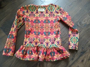 Persnickety Bright Peplum Long Sleeve Top Girls Size 5 Multicolor EUC Made USA - Picture 1 of 9