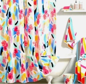 Kate Spade "Paintball Floral" Stoff Duschvorhang 72"x72" Neu ohne Karton OEKO-TEX - Bild 1 von 6