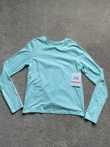 NWT Athleta Girl Youth XL 14 Light Green Long Sleeve Athletic Stretch Shirt  - Picture 1 of 8