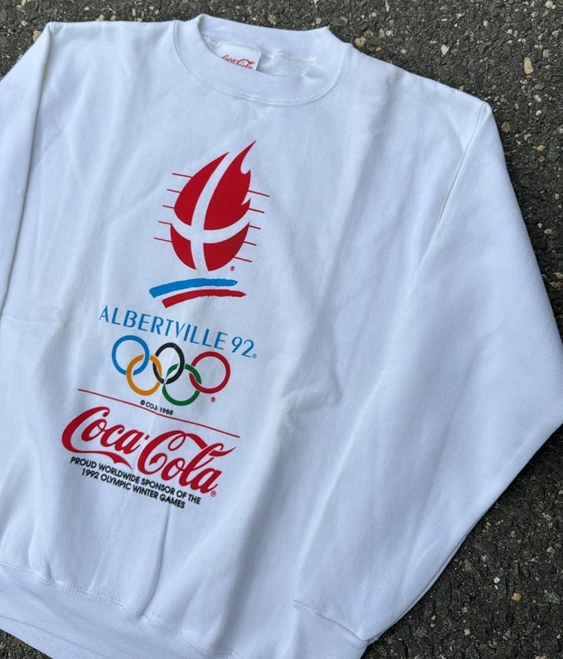 Moletom Vintage Coca Cola Albertville Jogos Olímpicos de Inverno 1992 França Hóquei - Imagem 1 de 4