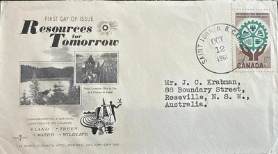1961 Canada FDC Day of Issue Resources for Tomorrow Stamp SG#521, Cachet - Image 1 of 2