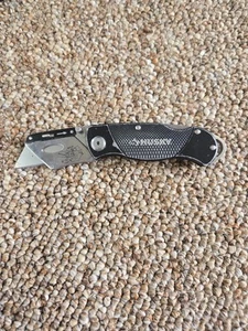 Husky Folding Lock Utility Knife Box Cutter Stainless Steel Black 6-1/2" - Picture 1 of 4
