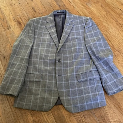 Chaqueta Blazer Jos A Bank Reserve Gris Ventana Lana Seda Ajuste Tradicional 44S Foto 1 de 4