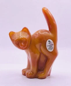 Fenton 100th Year Anniversary Orange Slag Halloween Scaredy Cat Glass Figurine - Picture 1 of 8
