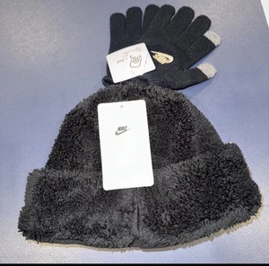Nike Unisex Youth Beanie Hat Gloves 2 Piece Set, Black, Size- 8/20 …Gr3 - Picture 1 of 9