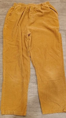 Calça de cintura elástica feminina Cabin Creek marrom claro veludo tamanho 14 vintage elástica - Imagem 1 de 4
