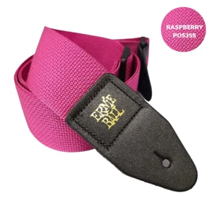 Ernie Ball Raspberry 2'' Wide Guitar / Bass Strap with Leather Ends 5355 - Picture 1 of 6