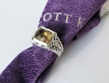 Scott Kay *Rare* Diamond & Smokey Topaz Basket Weave Ring - size 7.5 - Mint! 