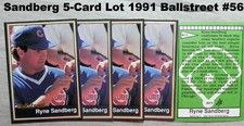 Ryne Sandberg 5-Card Lot 1991 Ballstreet Gold Card #56 _ Low Mail Cost _ Lot (R)
