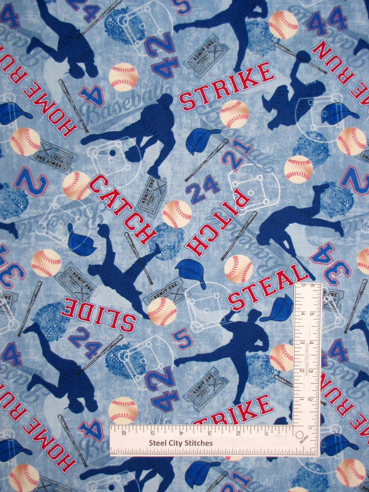 Béisbol Deportes Lanzador Bate Pelota Tela Algodón Tesoros atemporales C7375 por yarda Foto 1 de 1