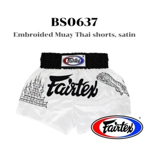 Fairtex BS0637 Embroided Muay Thai shorts, satin - Picture 1 of 3