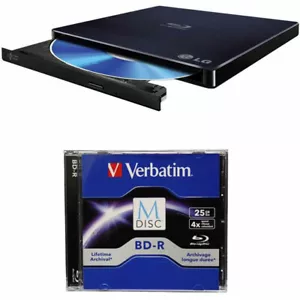 LG WP50NB40 6X External Slim Blu-ray CD DVD Drive Burner+1pk Mdisc BD+Software - Picture 1 of 5