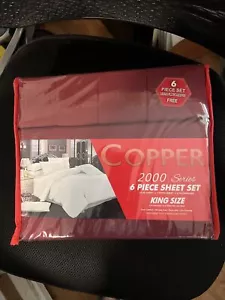 Copper Bamboo Essence 2000 Series 6 Piece King Size Sheet Set - Brick Red NEW - Picture 1 of 3