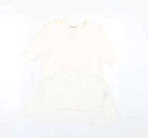 Miss Selfridge Womens White Acrylic Blend T-Shirt Size 10 - Picture 1 of 12