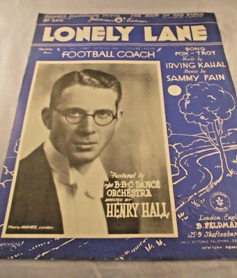 Vintage Retro Song Sheet Music "Lonely Lane"  - 1933  -  Feldman's 6d Edition - Image 1 of 4