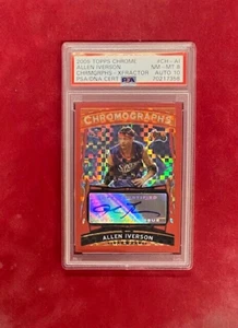 2005 Topps Chrome Allen Iverson PSA 8 10 AUTO CHROMOGRAPHS XFRACTOR SP Card /9 - Picture 1 of 3