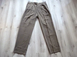 Joseph & Feiss Silk Pants Mens 34x32.5 Brown Pleated 100% Silk Trousers - Picture 1 of 12