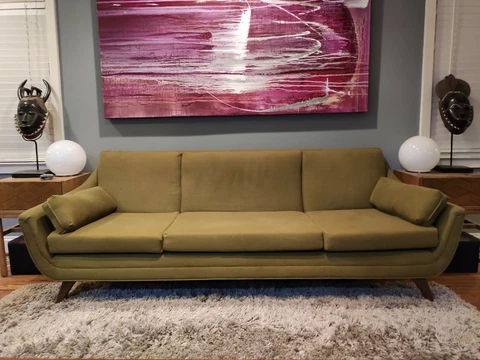 Adrian Pearsal styled sofa by  Basset Prestige -  Mid Century Modern Avocado Cover