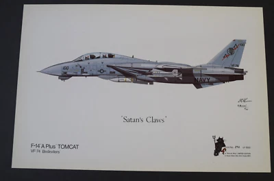 Aviation Art -  F-14A  Tomcat  VF-74 'Be-Devilers'   like Squadron Prints - Image 1 of 4