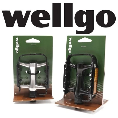 Wellgo M21 Mountain Bike Urban Flat 9/16" Alloy Pedals Black or Black-Silver - Image 1 of 4