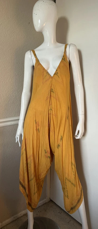 Mono harén estilo tanque grande 100 % rayón amarillo dorado CLEOBELLA talla S Foto 1 de 4