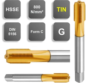 HSSE taladro de rosca de máquina ranura recta para rosca de tubo G1/8 a G1 selección TIN - Imagen 1 de 4