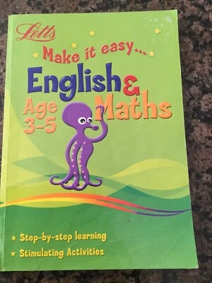 1 x Letts Make It Easy With English & Math 2 In 1 WorkBook Age 3-5  Pre-Owned - Image 1 of 4