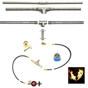 TB122ITCK+: IN-TABLE DIY GAS FIRE PIT KIT & 122" LIFETIME WARRANTED 316 BURNER - Picture 1 of 5