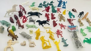 Vtg Marx MPC & More Lot Toys Army Men Soldiers Cowboys Animals  Dinosaurs 55+ pc - Picture 1 of 15