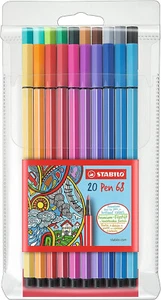 STABILO 68 Premium Felt-Tip Pen - Assorted Colours, Wallet of 20 - Picture 1 of 5