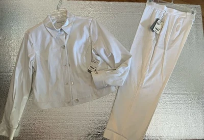 Worthington Petite Traje Pantalón Blanco 8P Blazer Chaqueta 6P Conjunto Pantalón Puño Plano Foto 1 de 4