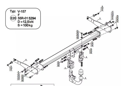 Barra de remolque desmontable con cuello de cisne para Volkswagen Sharan II (2012-) V-157 Foto 1 de 4