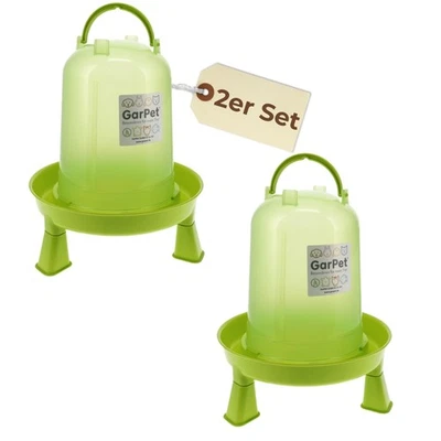 2x Hühnertränke mit Füßen Geflügeltränke Wasser automatisch Stülp Tränke grün 3L - Bild 1 von 4