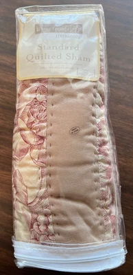 NUEVO CON ETIQUETAS HOMETRENDS RELIQUIA ACOLCHADA FALSA FUNDA DE ALMOHADA ESTÁNDAR LADRILLO CARRETERA ROJO BRONCEADO CAMA Foto 1 de 4