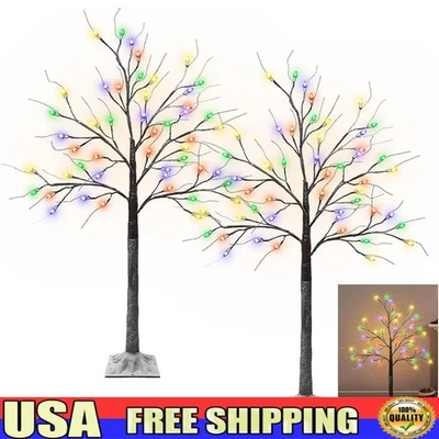 LED Birch Tree W/ 48 Lights Snow Dusted Indoor Outdoor Holiday Decor 2 Pack New - Image 1 of 4