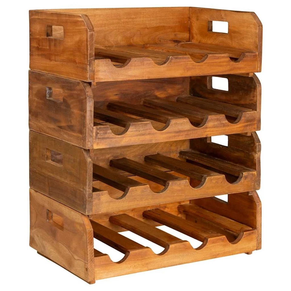 4x Solid Mahogany Wood Wine Racks for 16 Bottles Storage Organiser vidaXL - image 1 of 4
