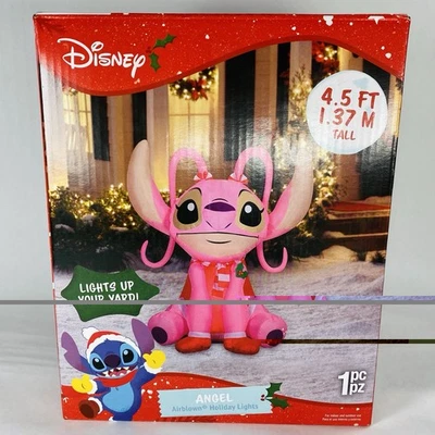 ¡Nuevo! Patio inflable rosa Lilo & Stitch Navidad ángel Disney de 4,5 pies Foto 1 de 2