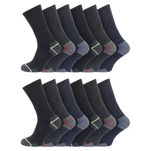 Men’s Big‑Foot Work Socks Cushioned Sole 3/6/12‑Pack UK 11–14 Reinforced Toe - Picture 1 of 32
