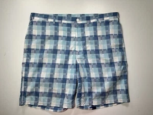 RULE 18 Bobby Jones 40x8.5 Blue Digital Plaid Golf Shorts Embroidered Pine Hurst - Picture 1 of 9
