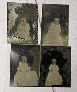 4 - Late 1800s Infant Tintype Hidden Mother Oddities, Mothers Hand, Distress - Picture 1 of 13