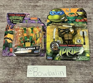 Playmates TMNT 2003 REISSUE Donatello, 4" & 2023 Michelangelo FACTORY FLAW! HTF! - Picture 1 of 13