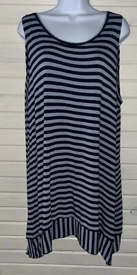 Camiseta sin mangas LOGO Capas Lori Goldstein Talla XL Azul Rayas Tejida Elastizada Usada en Excelente Condición Foto 1 de 4