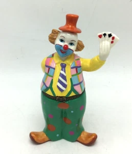 Clown Figurine Secret Hiding Place Trinket Box Holding Cards Behind Back 5.75" - Picture 1 of 11