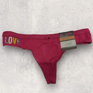 New NOBO NO Boundaries Cotton Thong Panties Underwear XS Dark Red LOVE