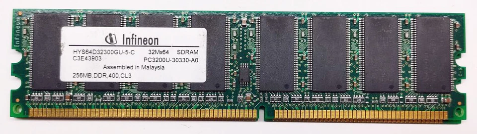 Infineon 256MB HYS64D32300GU-5-C PC3200U-30330-A0 DDR 400MHz CL3  Memory RAM  - Image 1 of 1