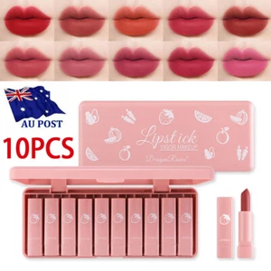 10Pcs/Set Long Lasting Lip Gloss Beauty Glazed Matte Liquid Lipstick Lip Makeup~ - Picture 1 of 12
