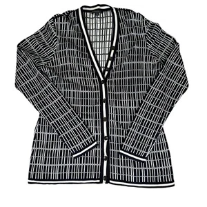 Brooks Brothers Women’s Sz L Double Jacquard Silk Blend Cardigan Sweater - Picture 1 of 6