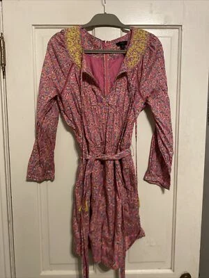J.Crew Embroidered romper in pink vines block print AP193 Size 16 Plus Floral Ye - Image 1 of 4