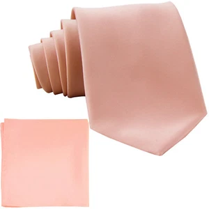 Nuevo Conjunto de corbata y pañuelo formal regular estilo libre para hombre malva sólido rosa polvoriento  - Imagen 1 de 3