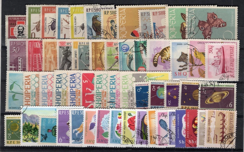 ЛОТ АЛБАНИЯ, 56 РАЗЛИЧНЫХ МАРОК, ИСПОЛЬЗОВАНИЕ - MH, ИЗЯЩНЫЙ! - Изображение 1 из 1